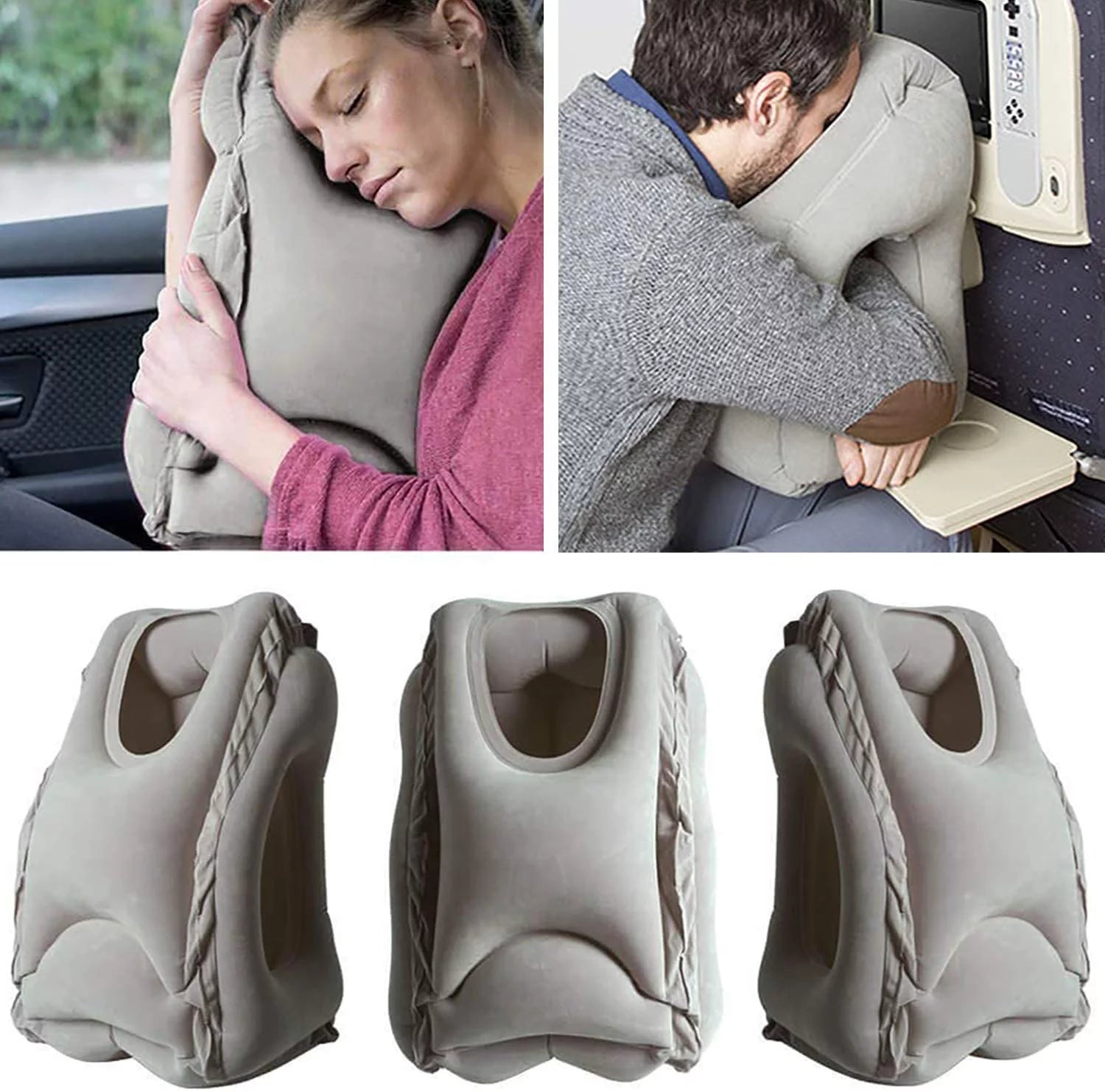 Comfort Inflatable Travel Pillow for Airplane - Neck Head Rest Pillow