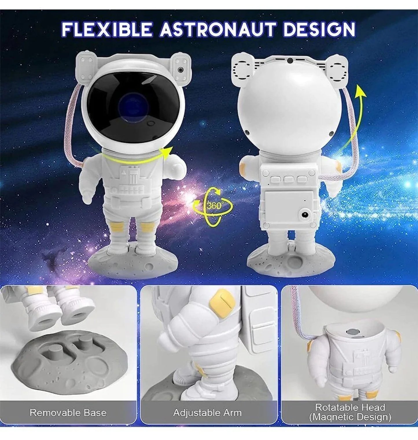 Enchanting Astronaut Galaxy Projector - Transform Your Space with Starry Sky & Ocean Wave LED Night Light