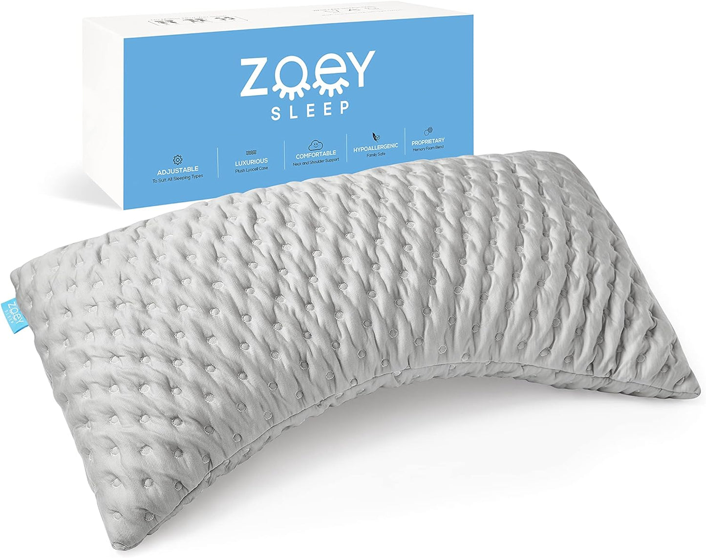 Adjustable Memory Foam King Size Bed Pillows for Sleeping - Side, Back or Stomach Sleeper Pillow for Neck and Shoulder Pain - Soft Plush Machine Washable Pillow Cover