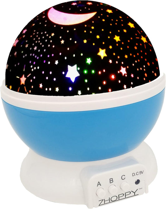 Night Light for Kids, Star and Moon Starlight Projector Bedside Lamp for Baby Room Kids Bedroom Decorations - Birthday Gifts for Boys, Blue